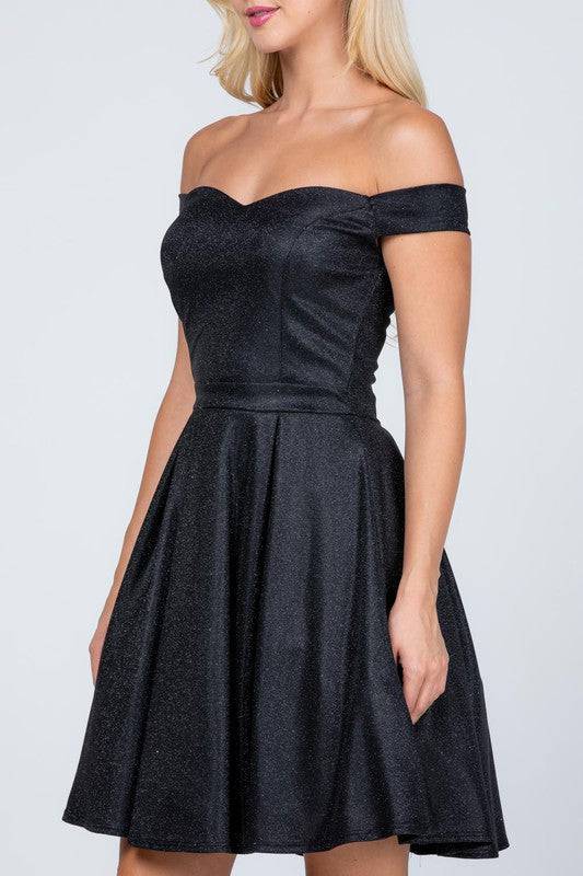 Off the shoulder skater dress jaquard - Eye Candy Sensation