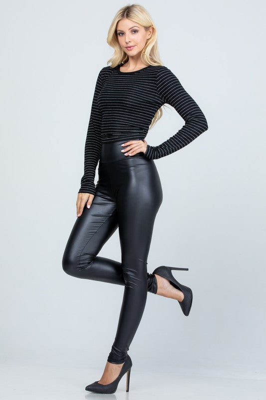 High waist PU leather leggings - Eye Candy Sensation
