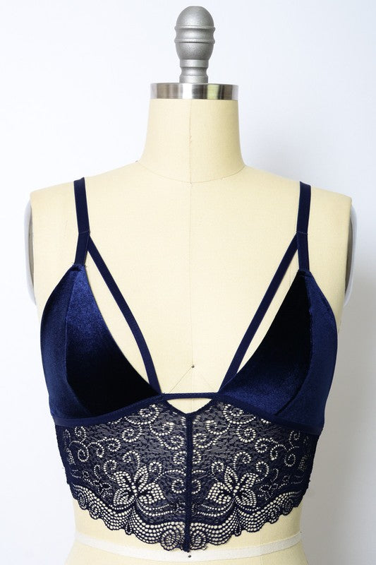 Velvet longline Lace Bralette - Eye Candy Sensation