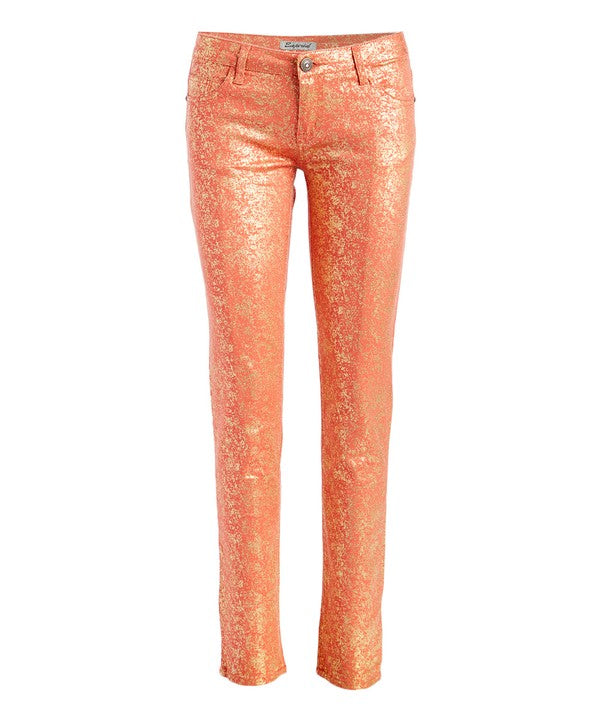 Low Rise Metallic Print Skinny jeans Pants - Eye Candy Sensation Apparel & Accessories