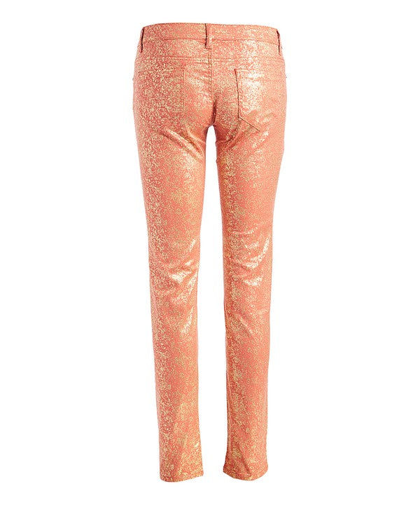 Low Rise Metallic Print Skinny jeans Pants - Eye Candy Sensation Apparel & Accessories