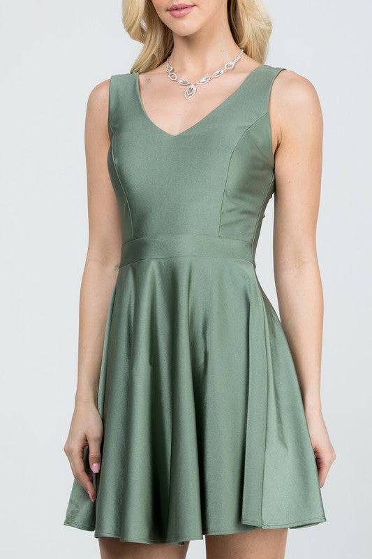 Sleeveless Dalia fit and flared tricot dress - Eye Candy Sensation
