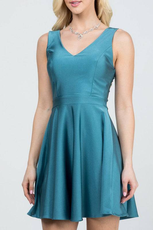 Sleeveless Dalia fit and flared tricot dress - Eye Candy Sensation