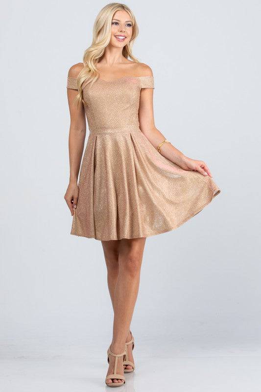 Off the shoulder skater dress jaquard - Eye Candy Sensation