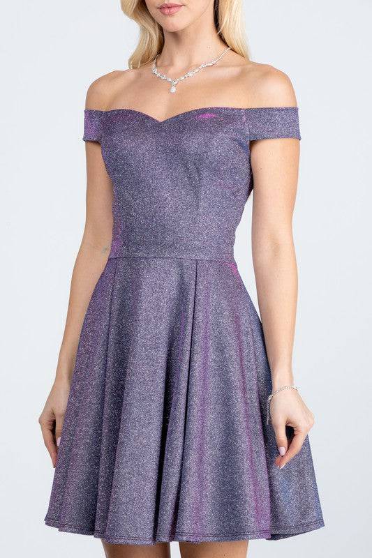 Off the shoulder skater dress jaquard - Eye Candy Sensation