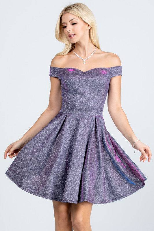 Off the shoulder skater dress jaquard - Eye Candy Sensation
