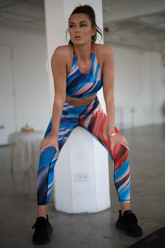 High Rise Watercolor Activewear Leggings Yelete