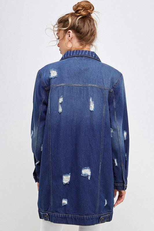 DENIM 3/4 QUARTER JACKETS DISTRESSED WASHED Blue Age