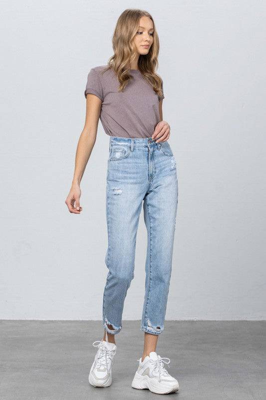 HIGH RISE TAPERED JEANS - Eye Candy Sensation