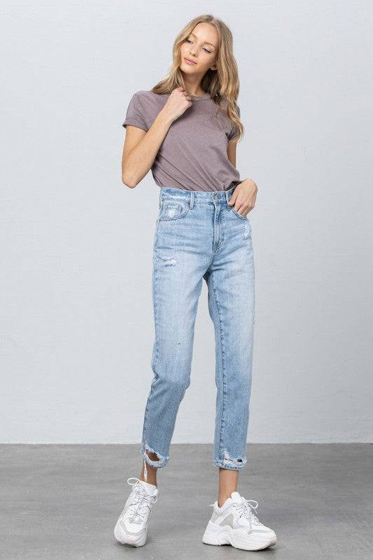 HIGH RISE TAPERED JEANS - Eye Candy Sensation