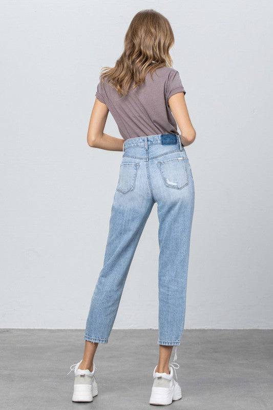 HIGH RISE TAPERED JEANS - Eye Candy Sensation