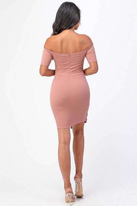off the shoulder front twist bodycon dress - Eye Candy Sensation
