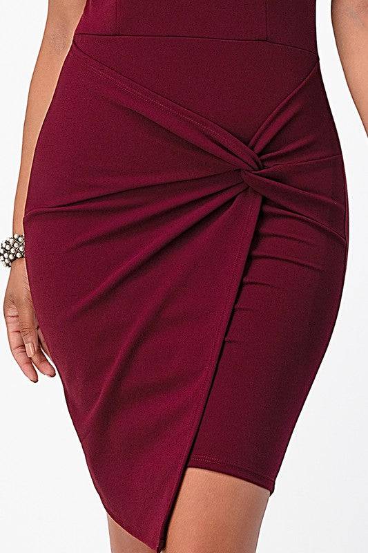 off the shoulder front twist bodycon dress - Eye Candy Sensation