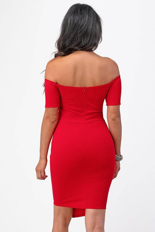 off the shoulder front twist bodycon dress - Eye Candy Sensation