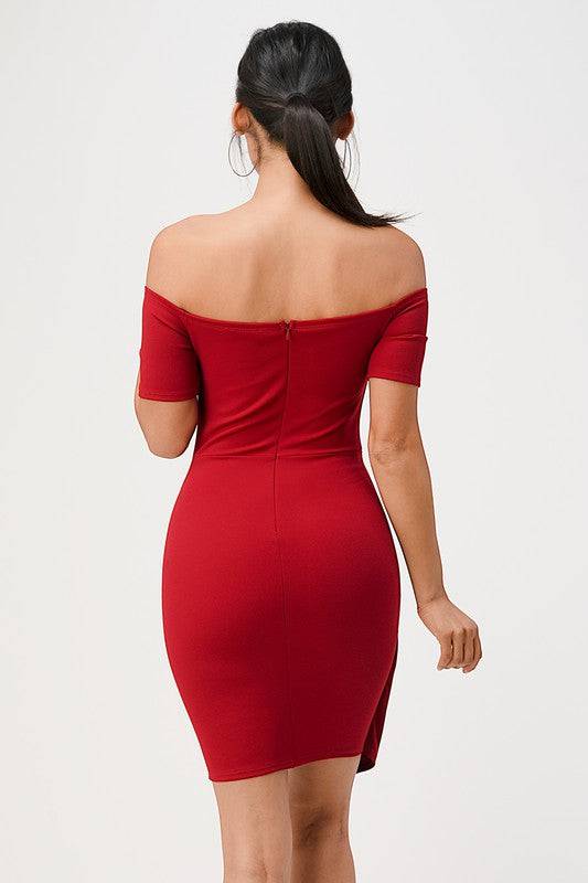 off the shoulder front twist bodycon dress - Eye Candy Sensation