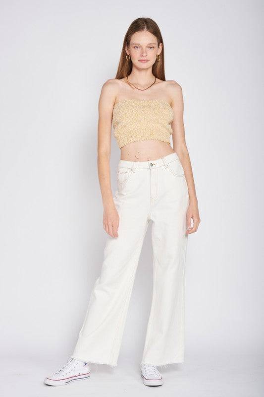 ELASTIC WAISTBAND FRINGED TUBE TOP Emory Park