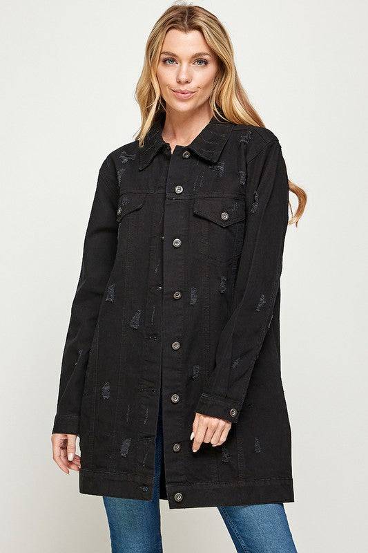 DENIM 3/4 QUARTER JACKETS DISTRESSED WASHED Blue Age