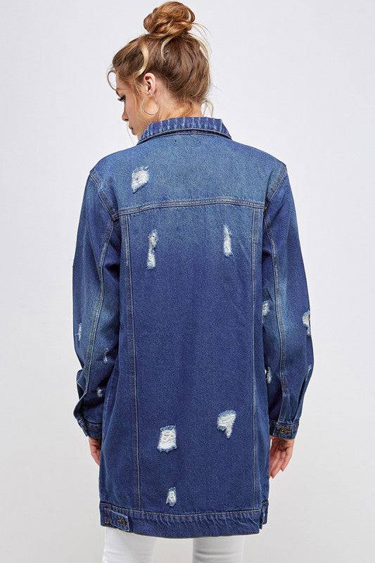 DENIM 3/4 QUARTER JACKETS DISTRESSED WASHED Blue Age