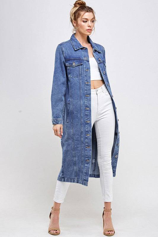 White Non-Stretch Third Quarter Denim Jacket Blue Age