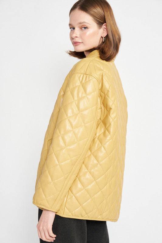 QUILTED PU BUTTON DOWN JACKET Emory Park