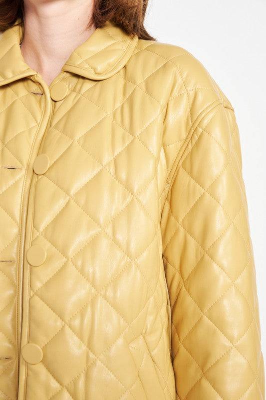 QUILTED PU BUTTON DOWN JACKET Emory Park