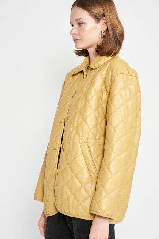 QUILTED PU BUTTON DOWN JACKET Emory Park
