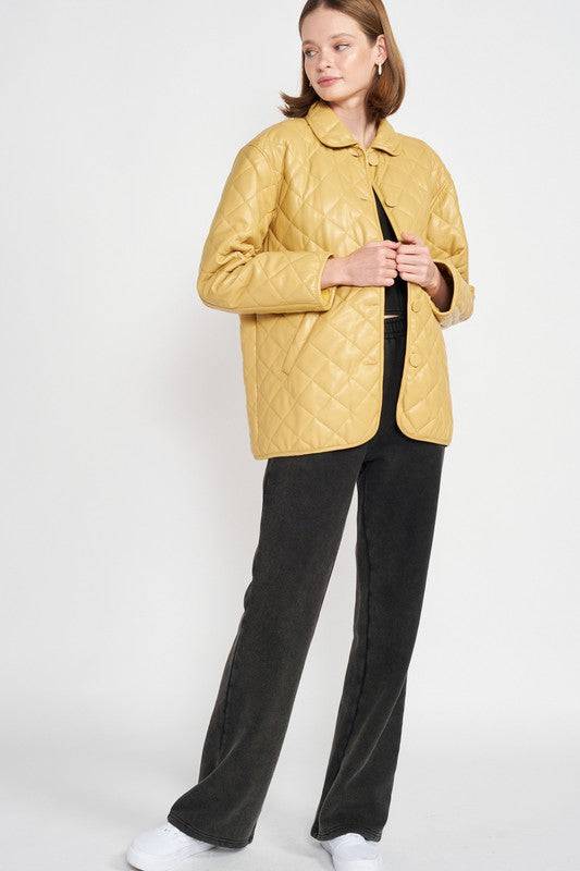 QUILTED PU BUTTON DOWN JACKET Emory Park