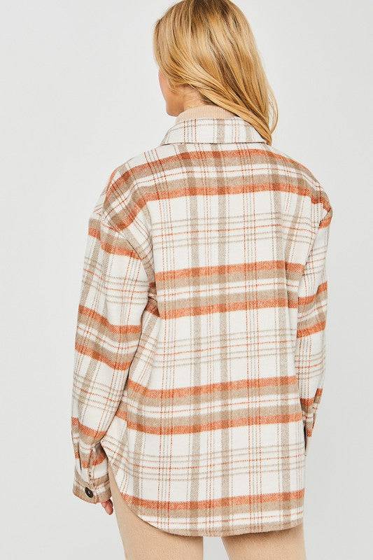 Plaid Bust Pocket Shacket Love Tree