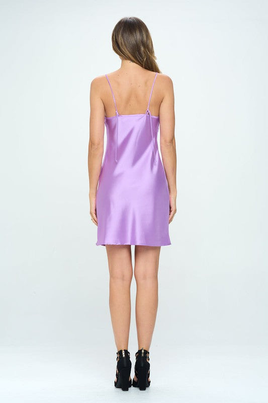 Solid Heavy Bias Cut Satin Slip Dress - Eye Candy Sensation