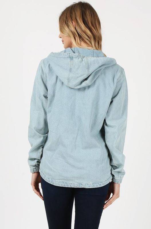 Ladies Denim Jacket with Hoodies Blue Age