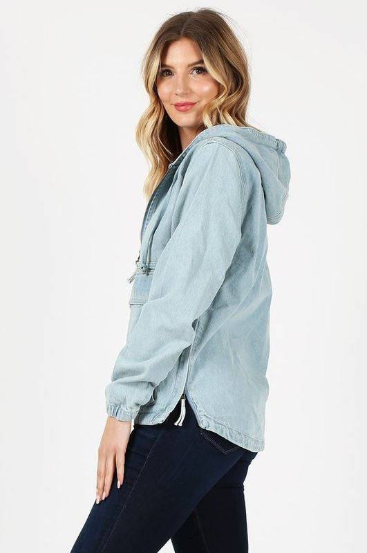 Ladies Denim Jacket with Hoodies Blue Age