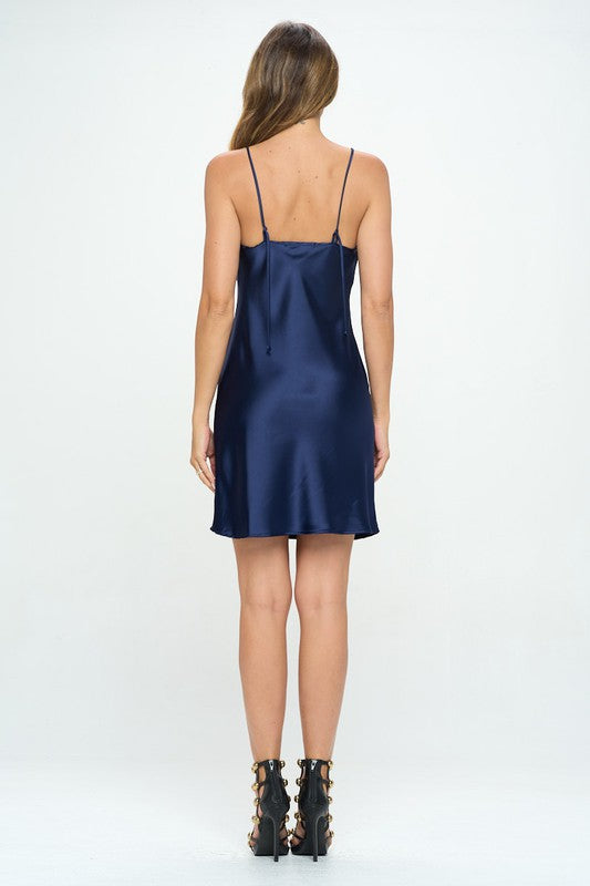 Solid Heavy Bias Cut Satin Slip Dress - Eye Candy Sensation