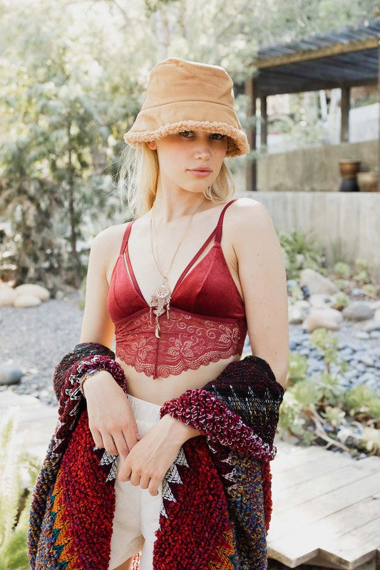 Velvet longline Lace Bralette - Eye Candy Sensation