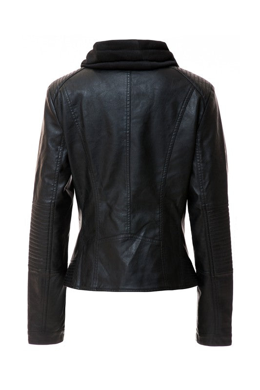 Women's Hood PU Leather Jacket - Eye Candy Sensation