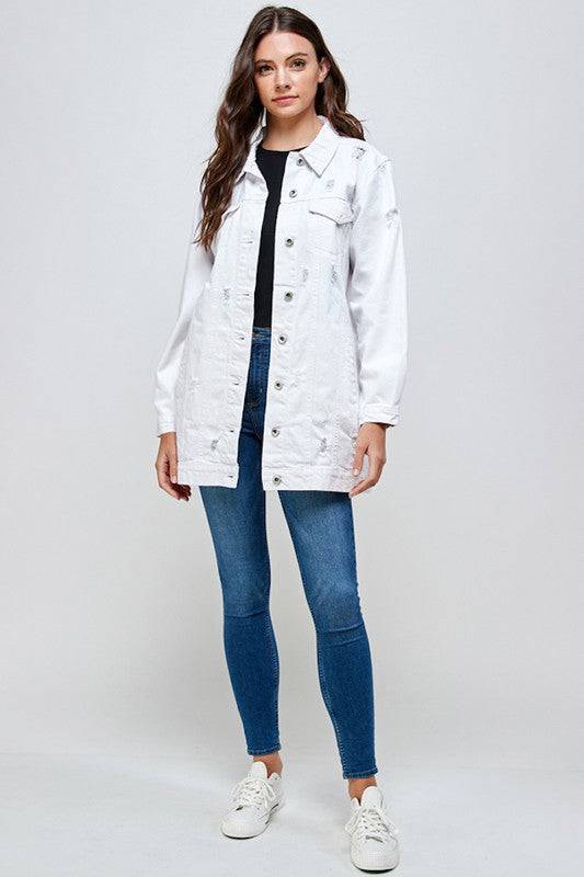 DENIM 3/4 QUARTER JACKETS DISTRESSED WASHED Blue Age