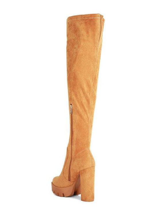 Maple High  Block Heeled Faux Suede Long Boots Rag Company