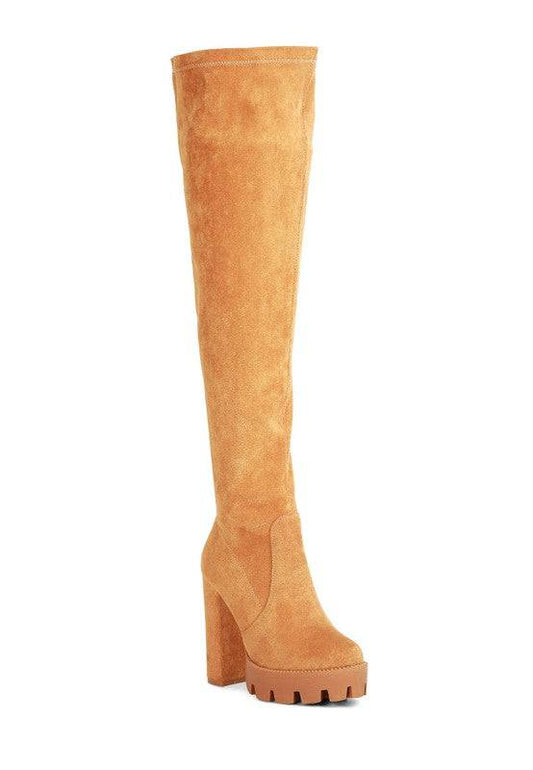 Maple High  Block Heeled Faux Suede Long Boots Rag Company