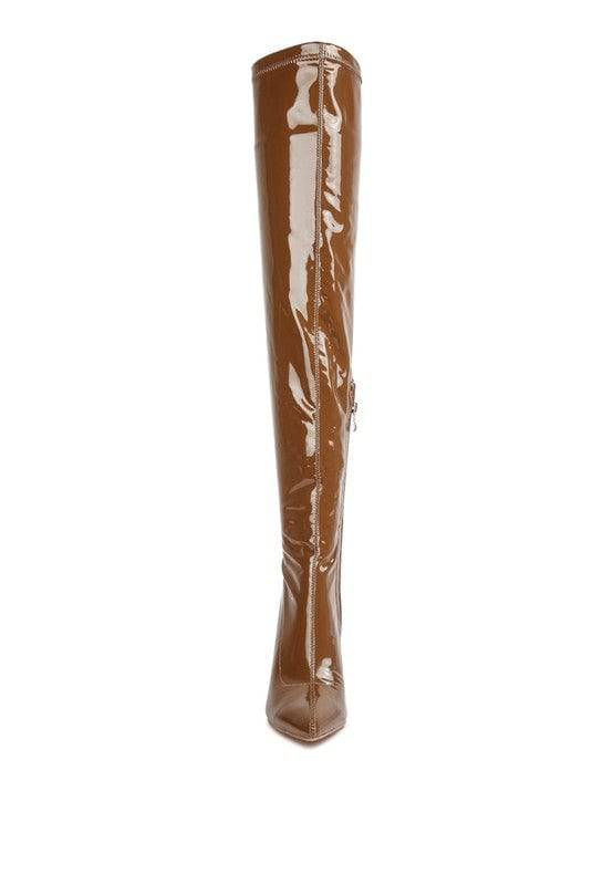 Riggle Patent Pu Stiletto Long Boots Rag Company