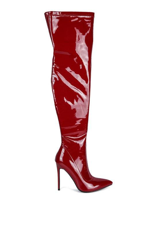 Riggle Patent Pu Stiletto Long Boots Rag Company