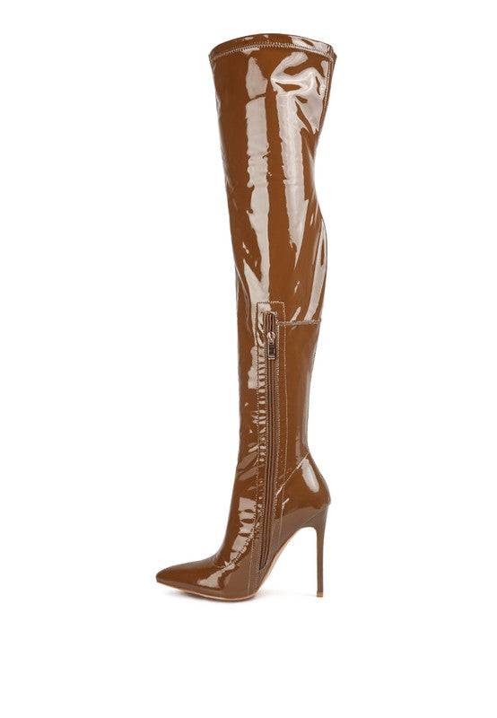 Riggle Patent Pu Stiletto Long Boots Rag Company