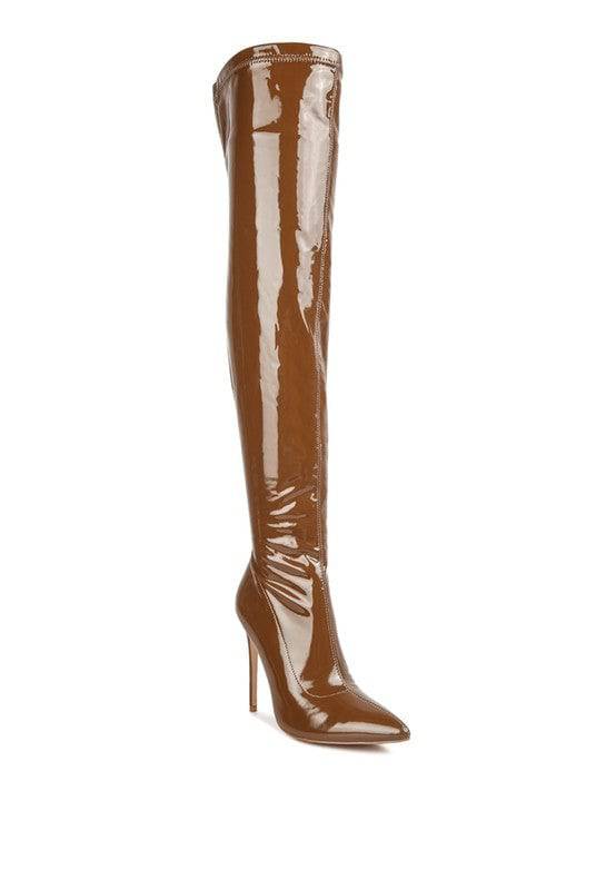 Riggle Patent Pu Stiletto Long Boots Rag Company