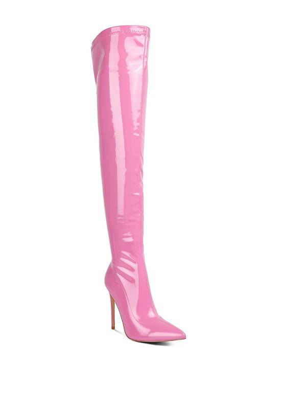 Riggle Patent Pu Stiletto Long Boots Rag Company