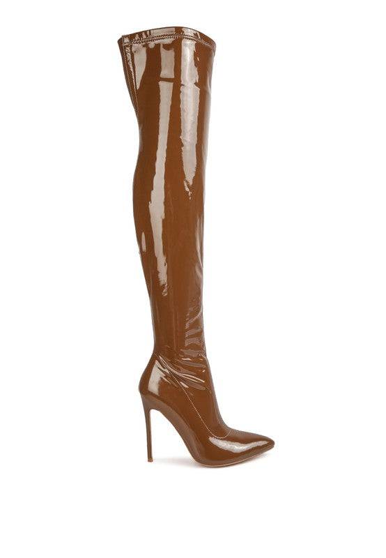 Riggle Patent Pu Stiletto Long Boots Rag Company