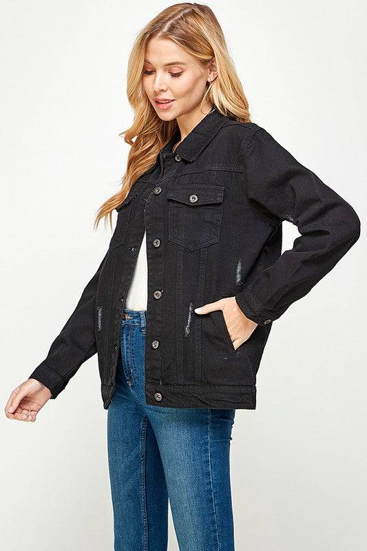 Women's Denim  Jacket with Fleece Hoodies Blue Age
