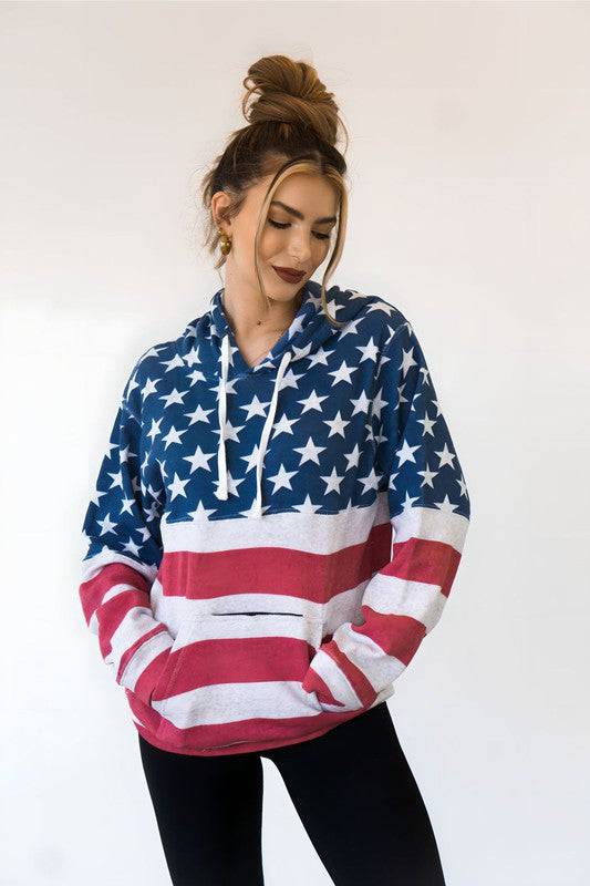 USA Flag Tailgate Hoodie Ocean and 7th