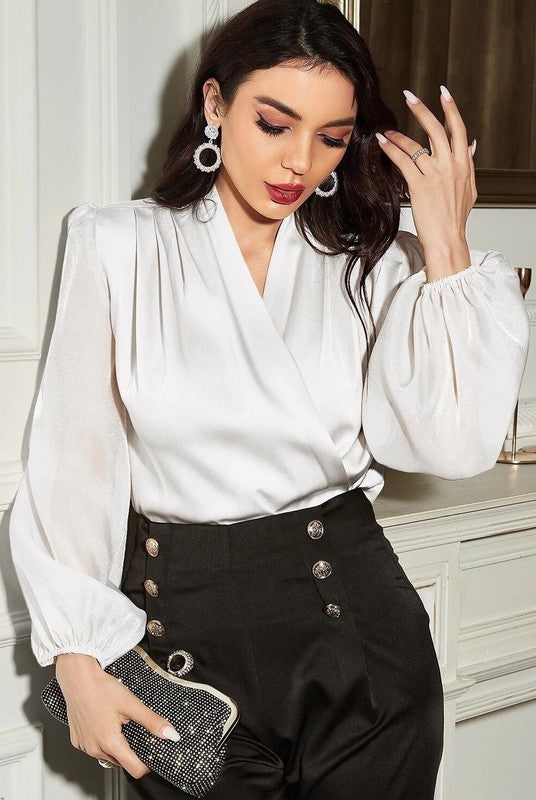 Silk long sleeve blouse - Eye Candy Sensation