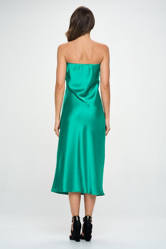 Made in USA Silky Satin Tube Draped Dress - Eye Candy Sensation Apparel & Accessories