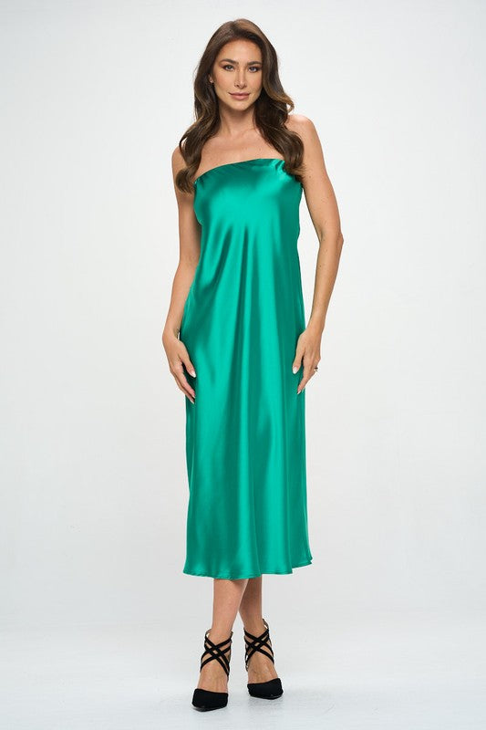 Made in USA Silky Satin Tube Draped Dress - Eye Candy Sensation Apparel & Accessories