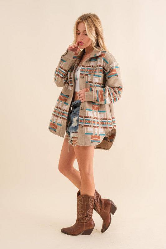Blue B Exclusive Aztec Shirt Jacket Blue B