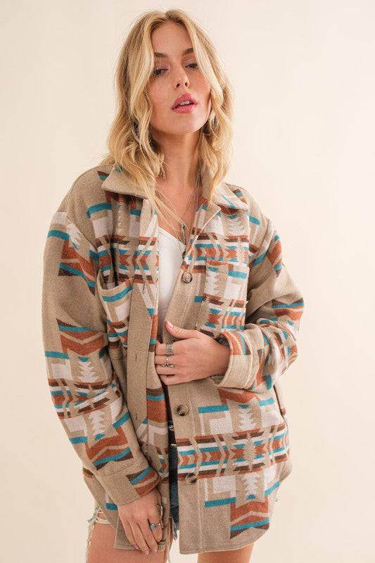 Blue B Exclusive Aztec Shirt Jacket Blue B